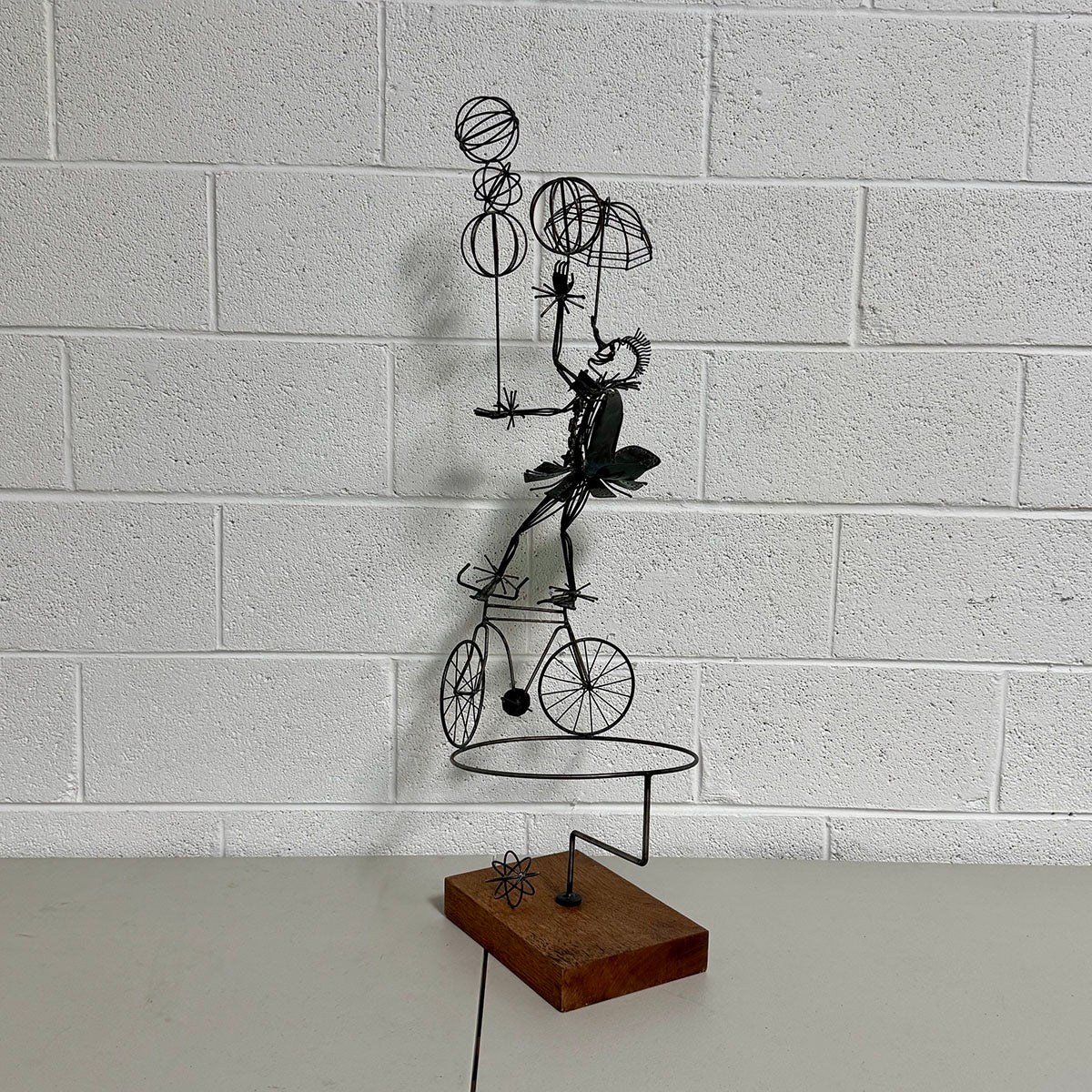 "Juggling Clown on Unicycle" Sculpture Signed and Dated '71