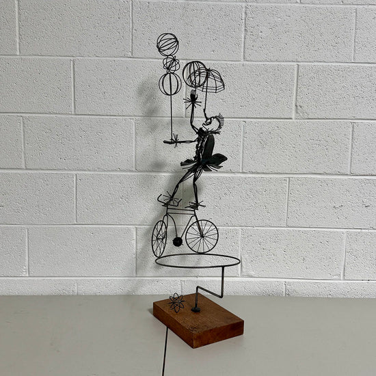 "Juggling Clown on Unicycle" Sculpture Signed and Dated '71