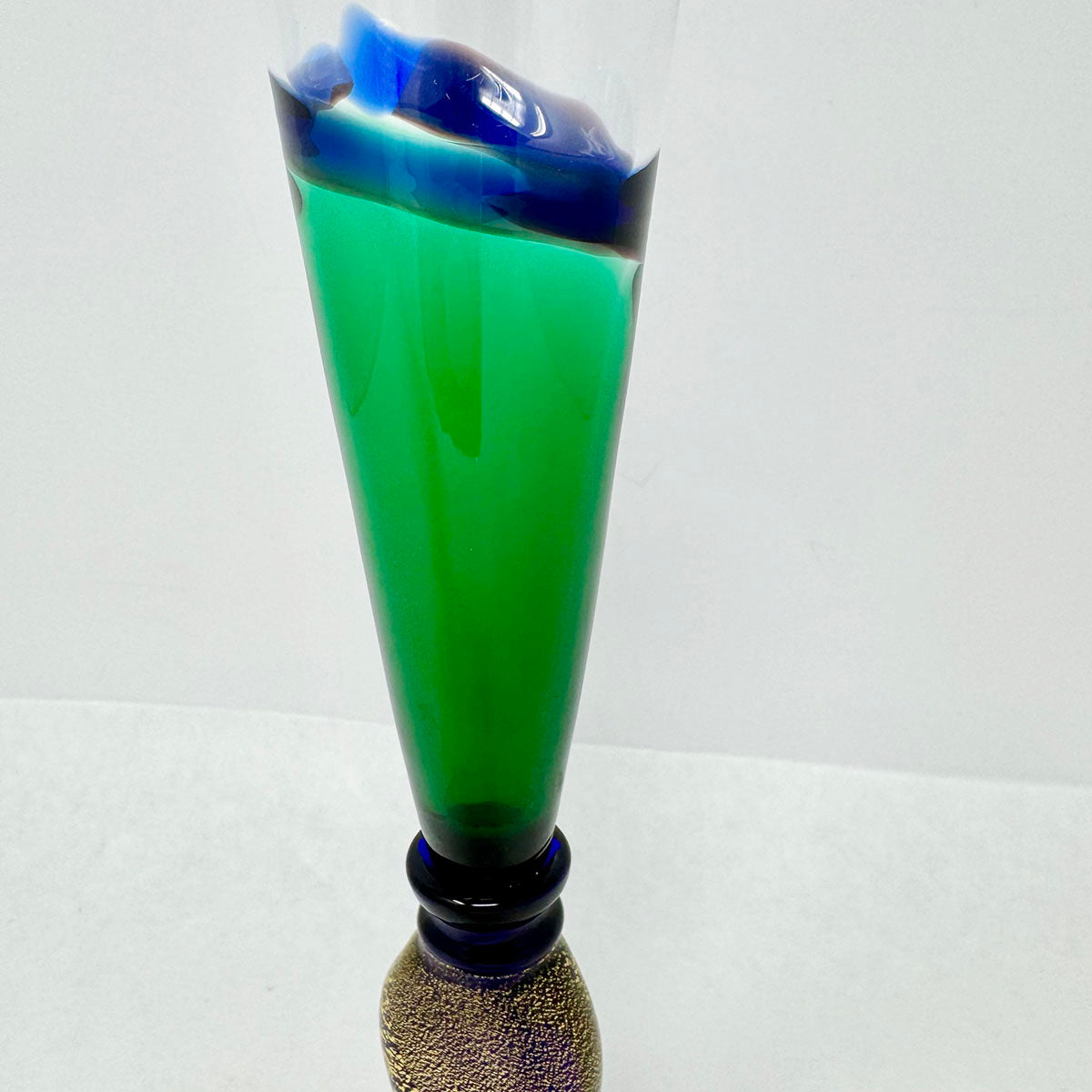 Art Glass Champagne Flute, Signed