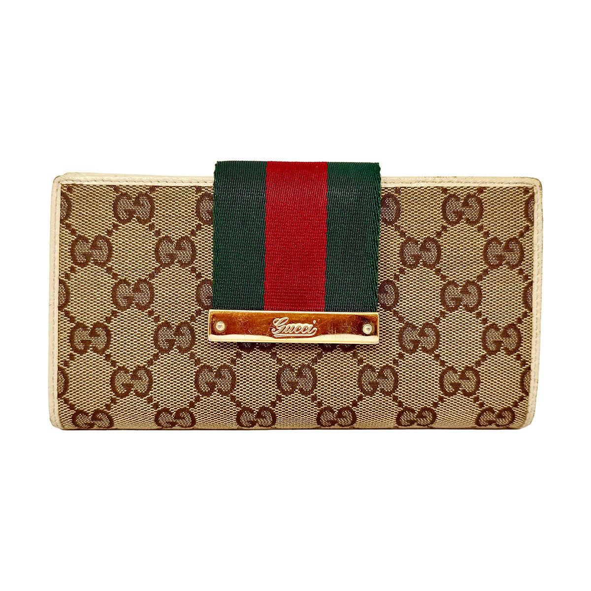 Gucci Monogram  Web Continental Bi-fold Wallet