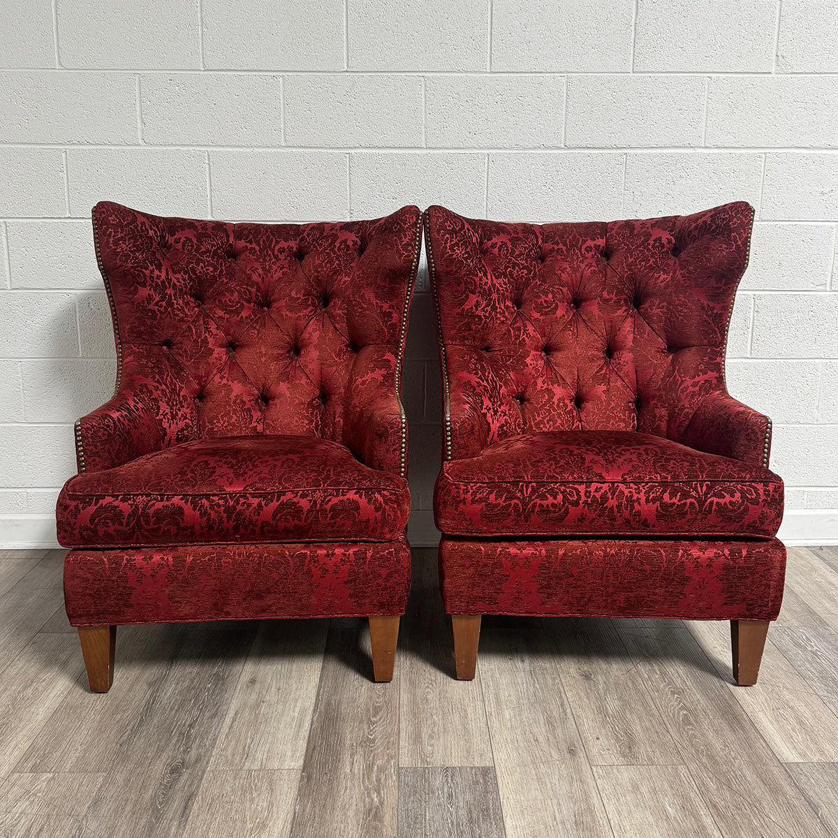 Pair Of Red Upholstered Chairs