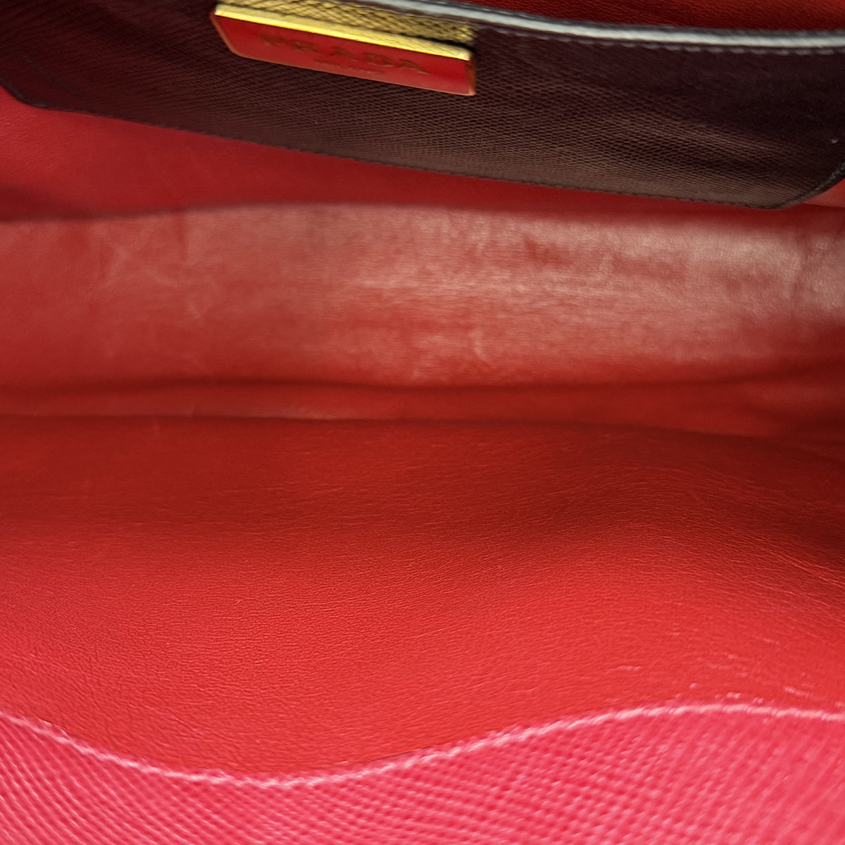 Prada Double Handle Tote with Red Strap