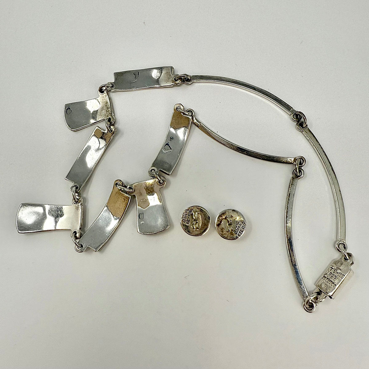 Sterling Silver Necklace with Abalone Inlay and Matching Earrings