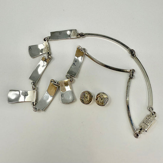 Sterling Silver Necklace with Abalone Inlay and Matching Earrings