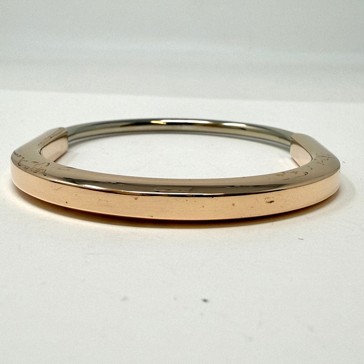 Tiffany & Co. 18K White and Yellow Gold "Lock" Bangle Bracelet