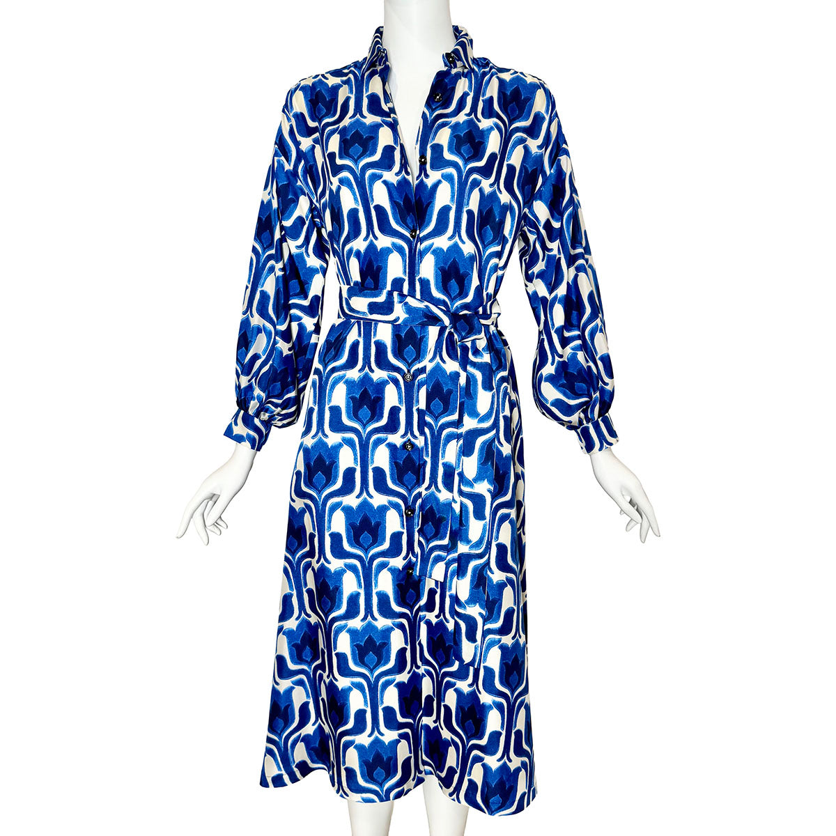 Odeeh Midi Silk Print  Dress with Belt