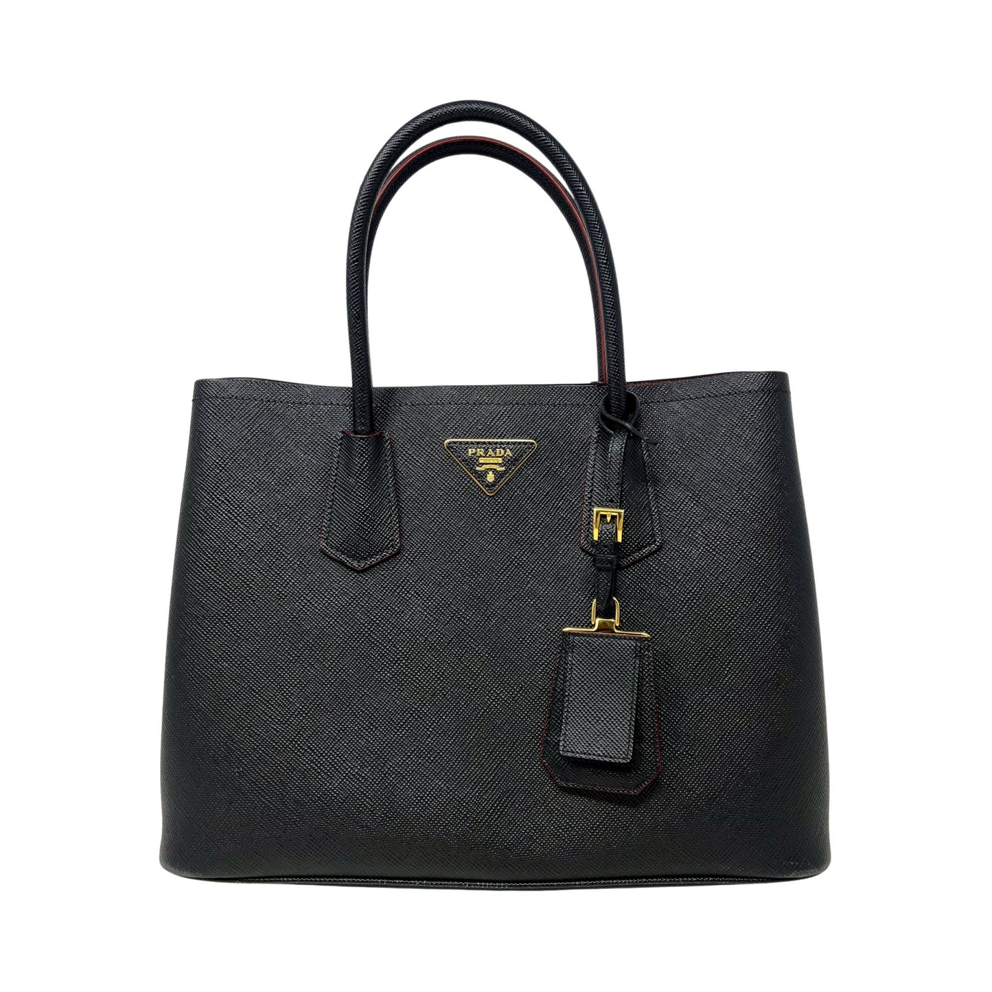 Prada Saffiano Cuir Leather Double Bag Medium