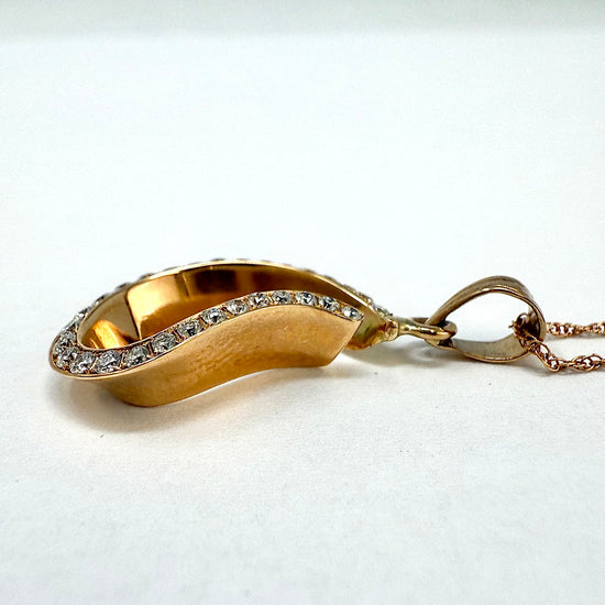 18K Rose Gold Open Diamond Pendant Necklace