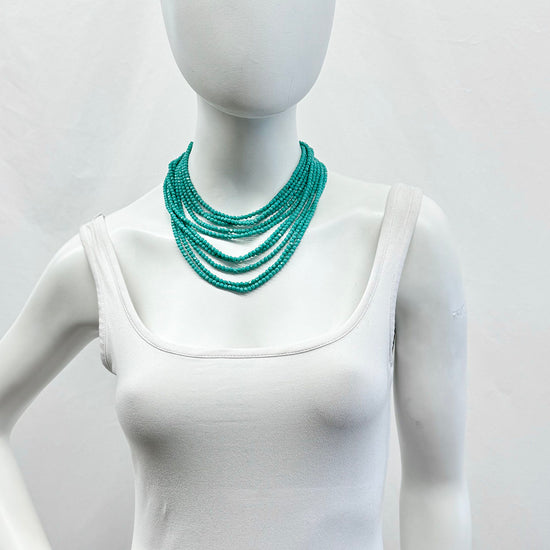 Robert 10 Strand Turquoise Bead Necklace with Embellished Clasp