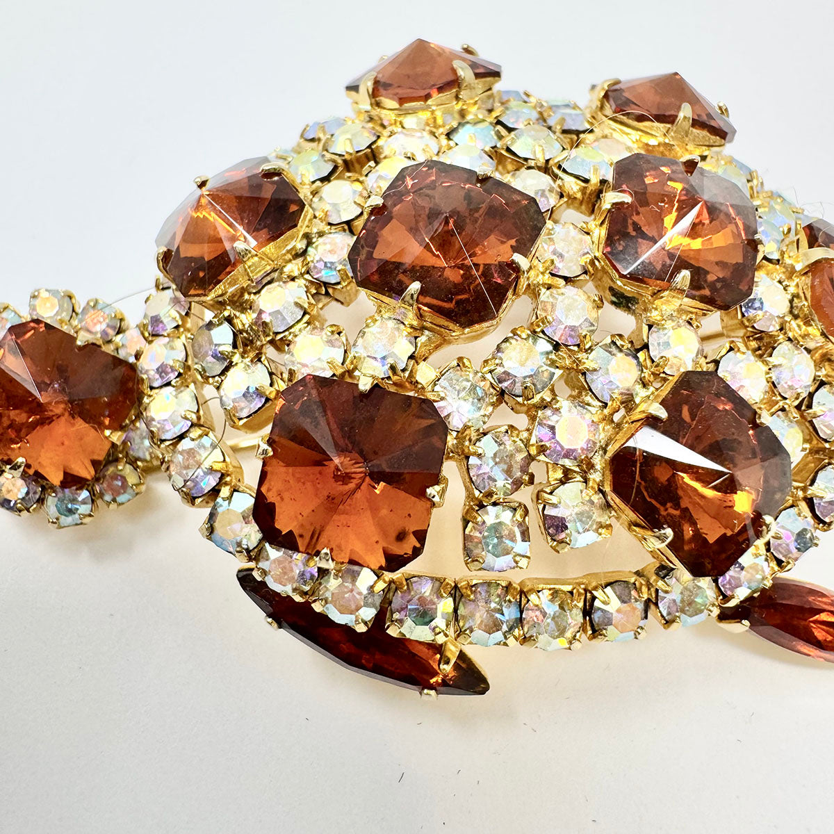 Vintage Juliana Style Navette and Borealis rhinestone Turtle Brooch Pin