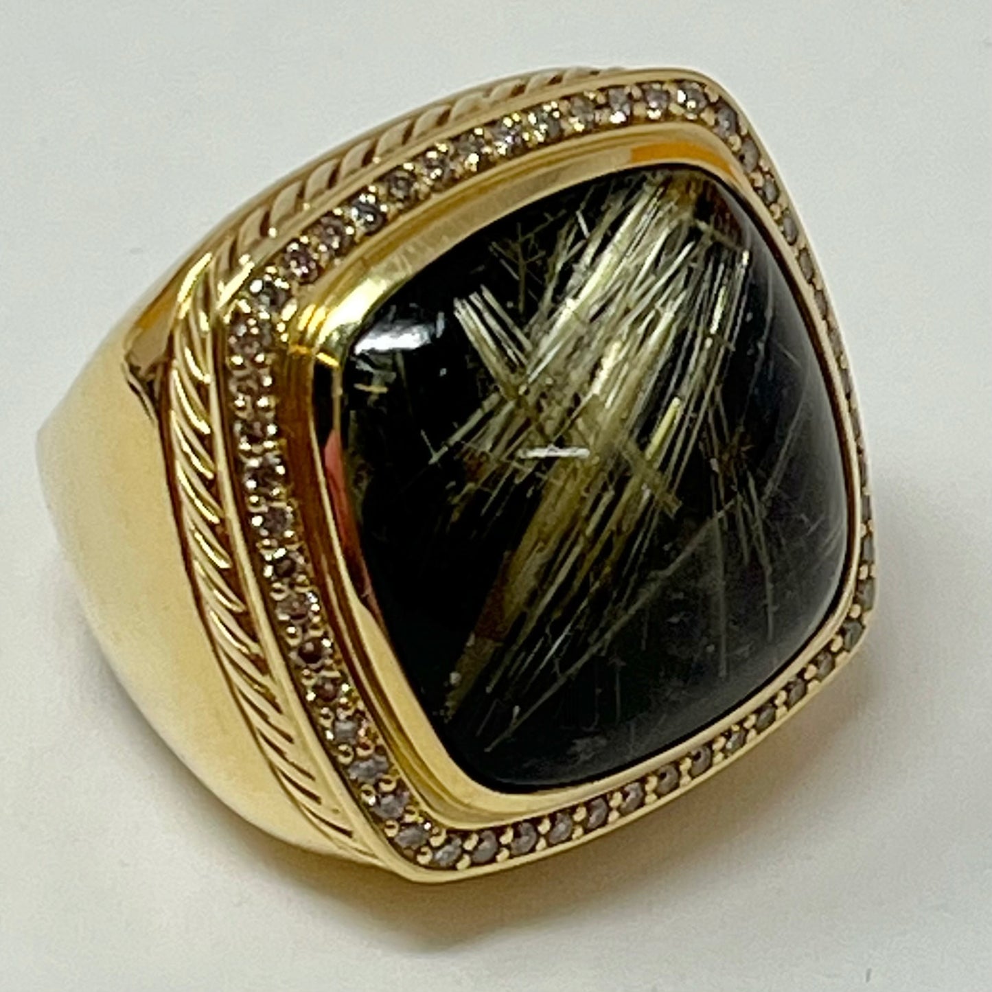 David Yurman 18K Gold Albion Ring with Mexican Opal and Diamond