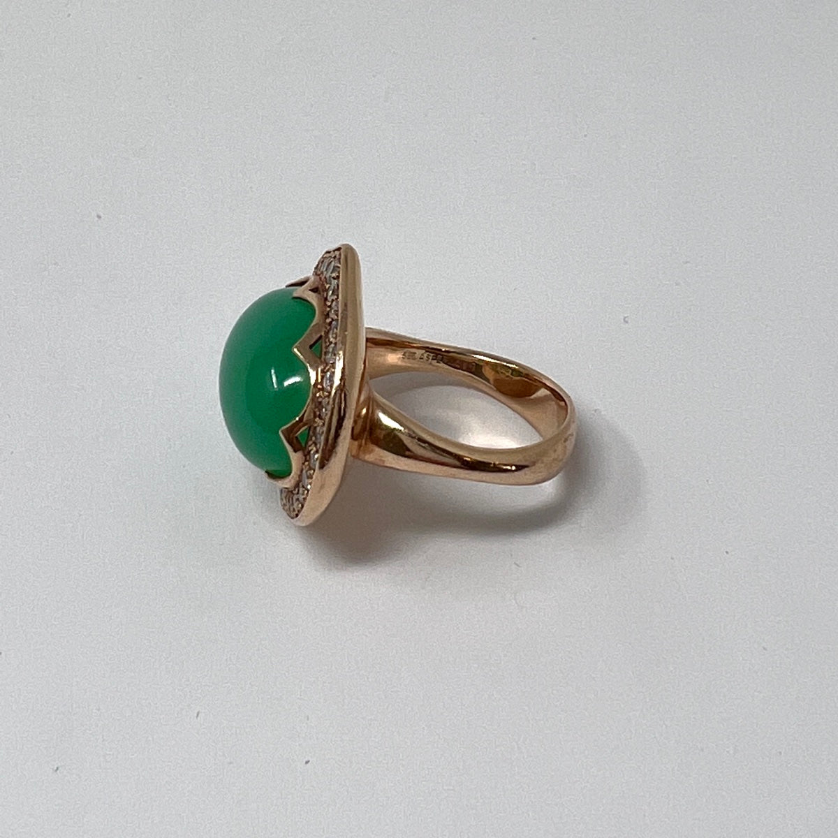 Aspery 14K Rose Gold Gold Ring with Chrysoprase and Diamonds