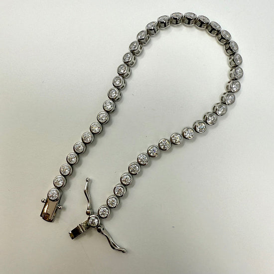 7" Bezel Set Round CZ Rhodium-plated Tennis Bracelet