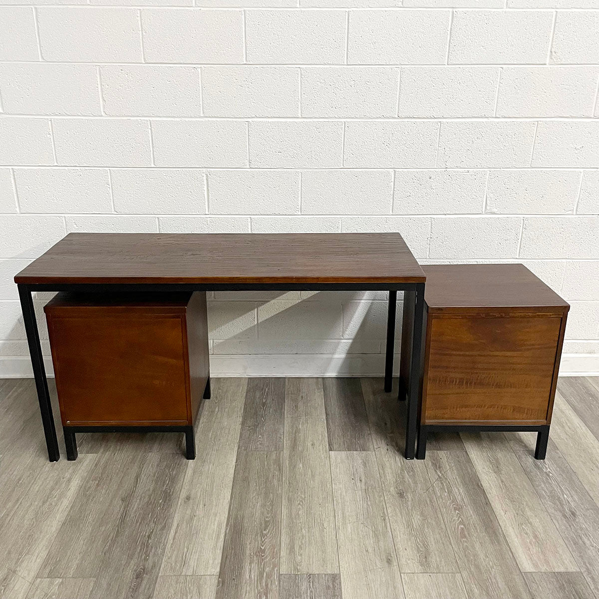 Arhaus Wood Desk with Two Matching 2-Drawer File Cabinets