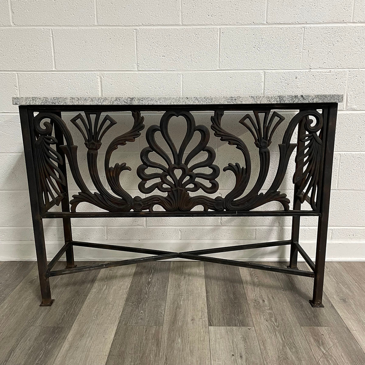 Marble Top Console Table With Iron Base