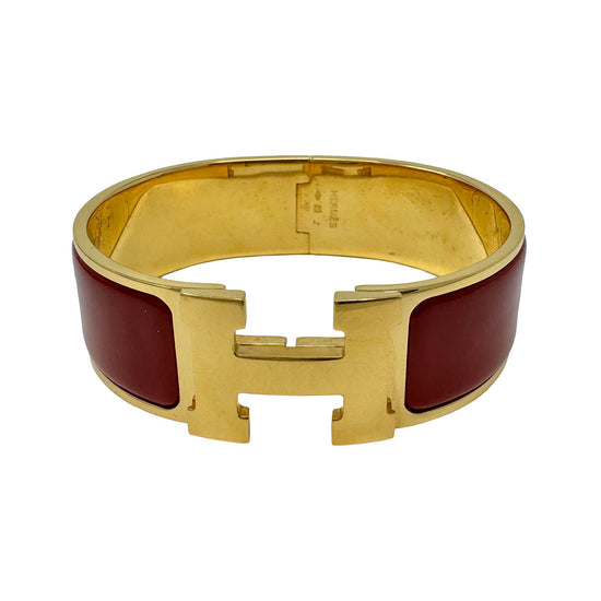 Hermes Red Enamel Clic Clac H Bracelet