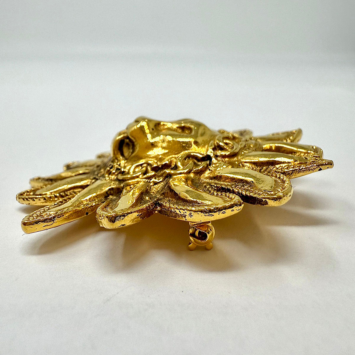 Chanel Gold-plated CC Logo Lion Pin