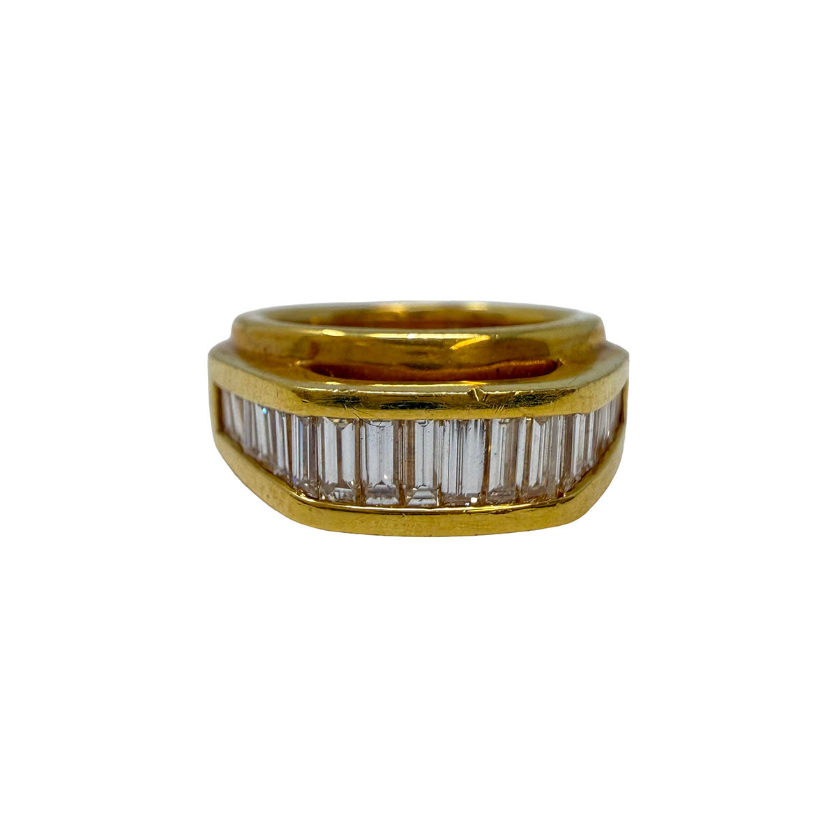 Susan Berman 18K Gold Ring with18 Straight Baguette  Diamonds