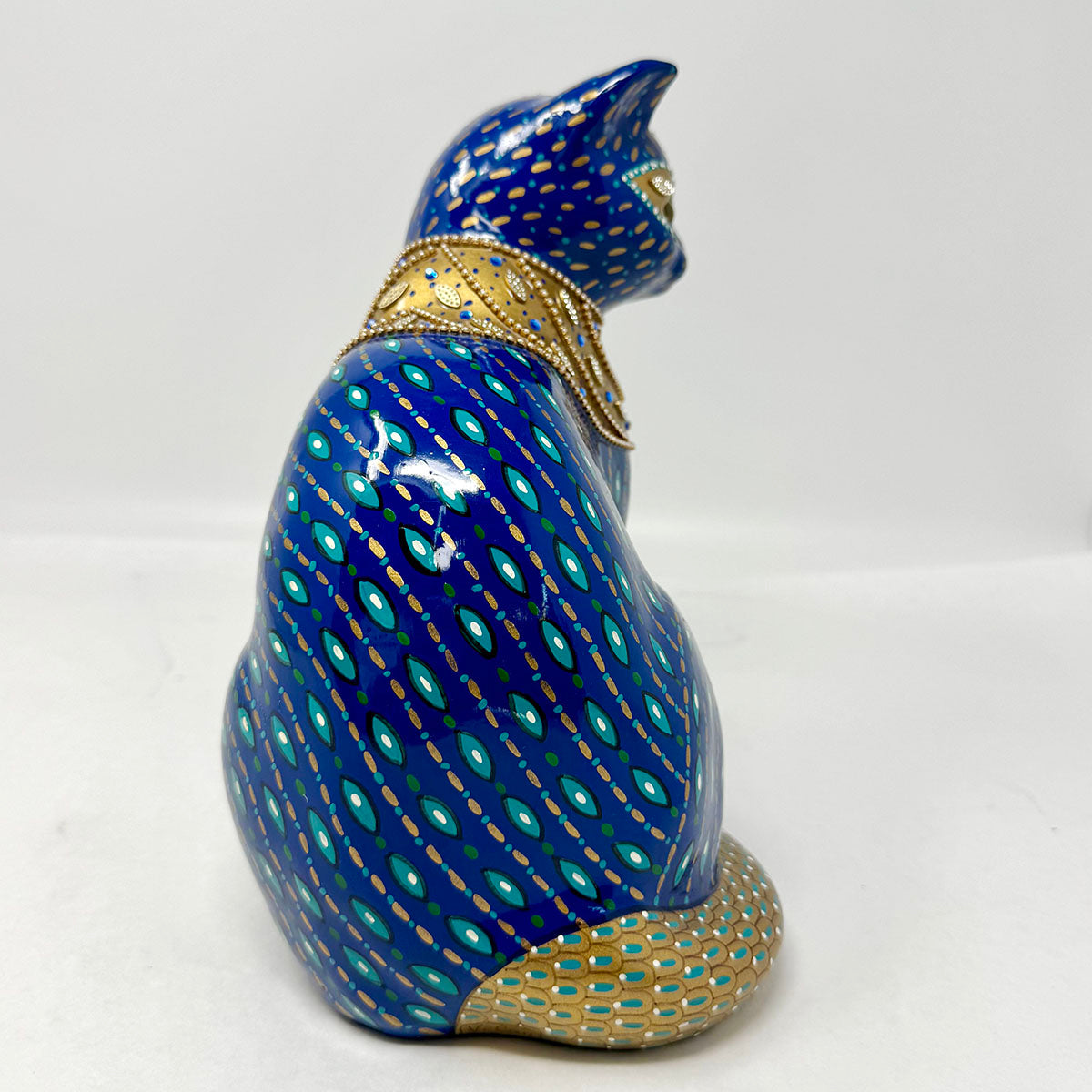 Bejeweled Cat Figure, Signed