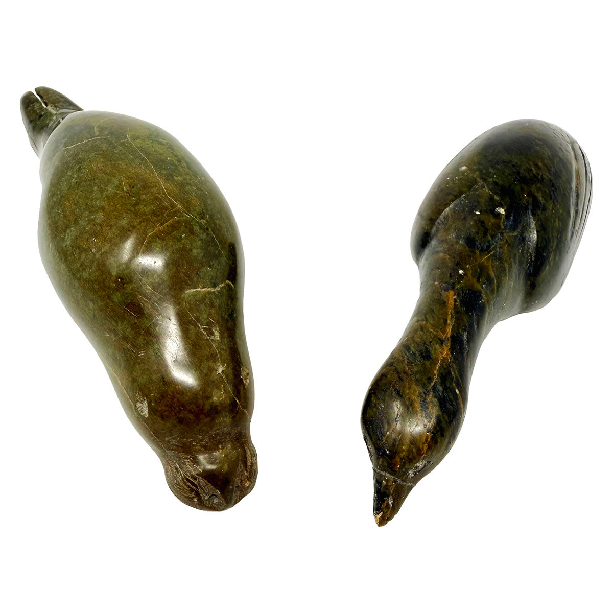 Pair of Soapstone Sculptures: Seal and Bird
