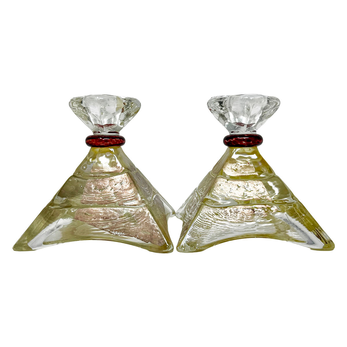 Art Glass Candlestick Pair