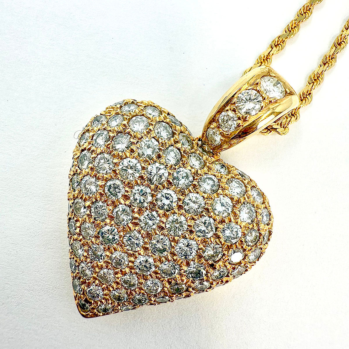 14K Twisted Chain Necklace with Diamond Heart Pendant