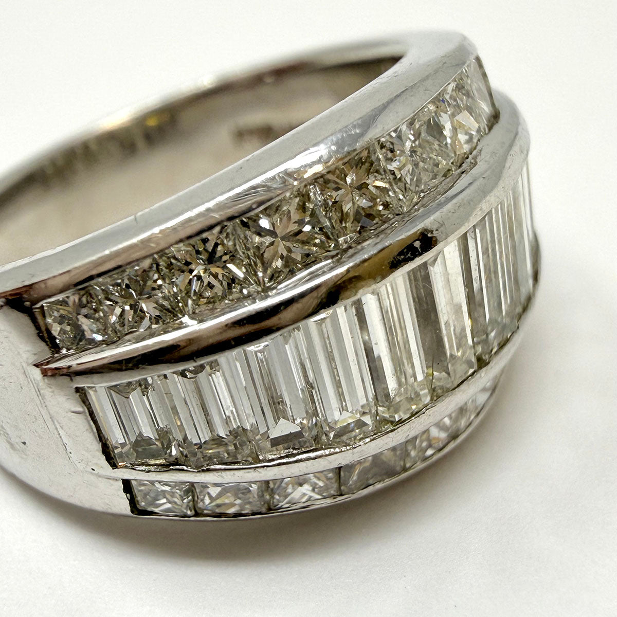 Platinum Triple Row Ring with 1.25ct European Cut Diamond