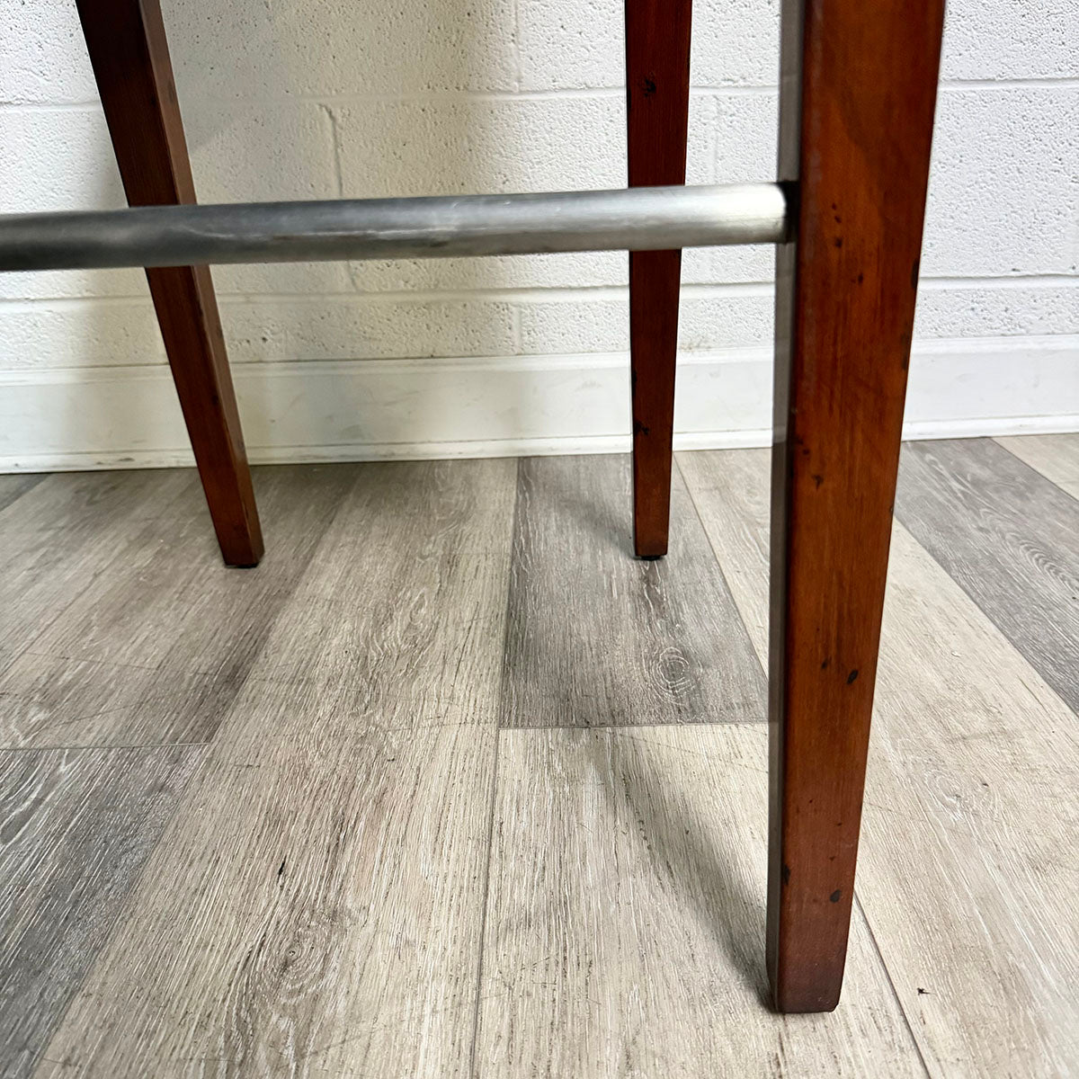 A. Rudin Set of 5 Leather Swivel Bar Stools