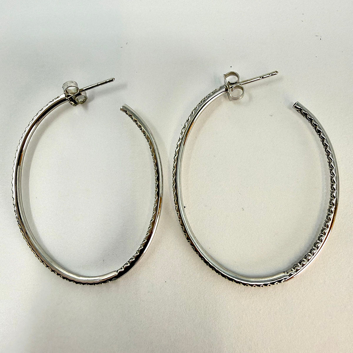 Roberto Coin 18K White Gold Inside Outside Diamond Hoop Earrings
