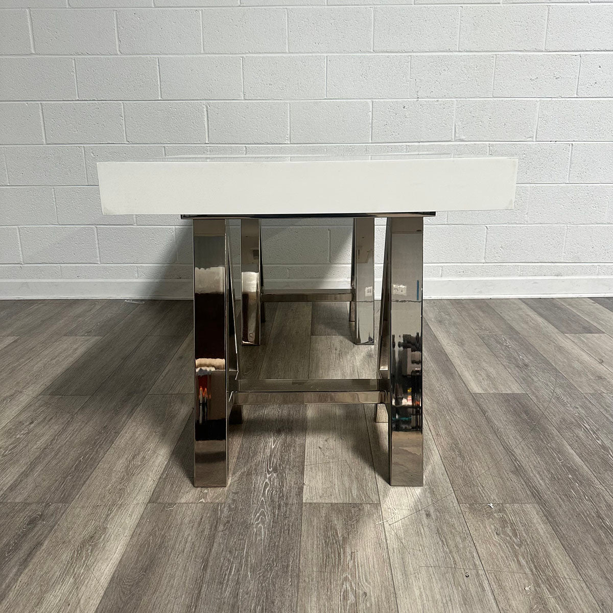 Jonathon Adler White Desk With Chrome Legs
