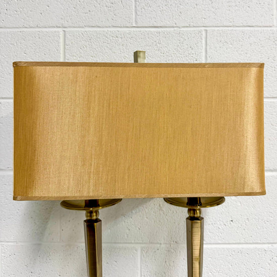 Art Deco Brass Table Lamp With Rectangular Shade