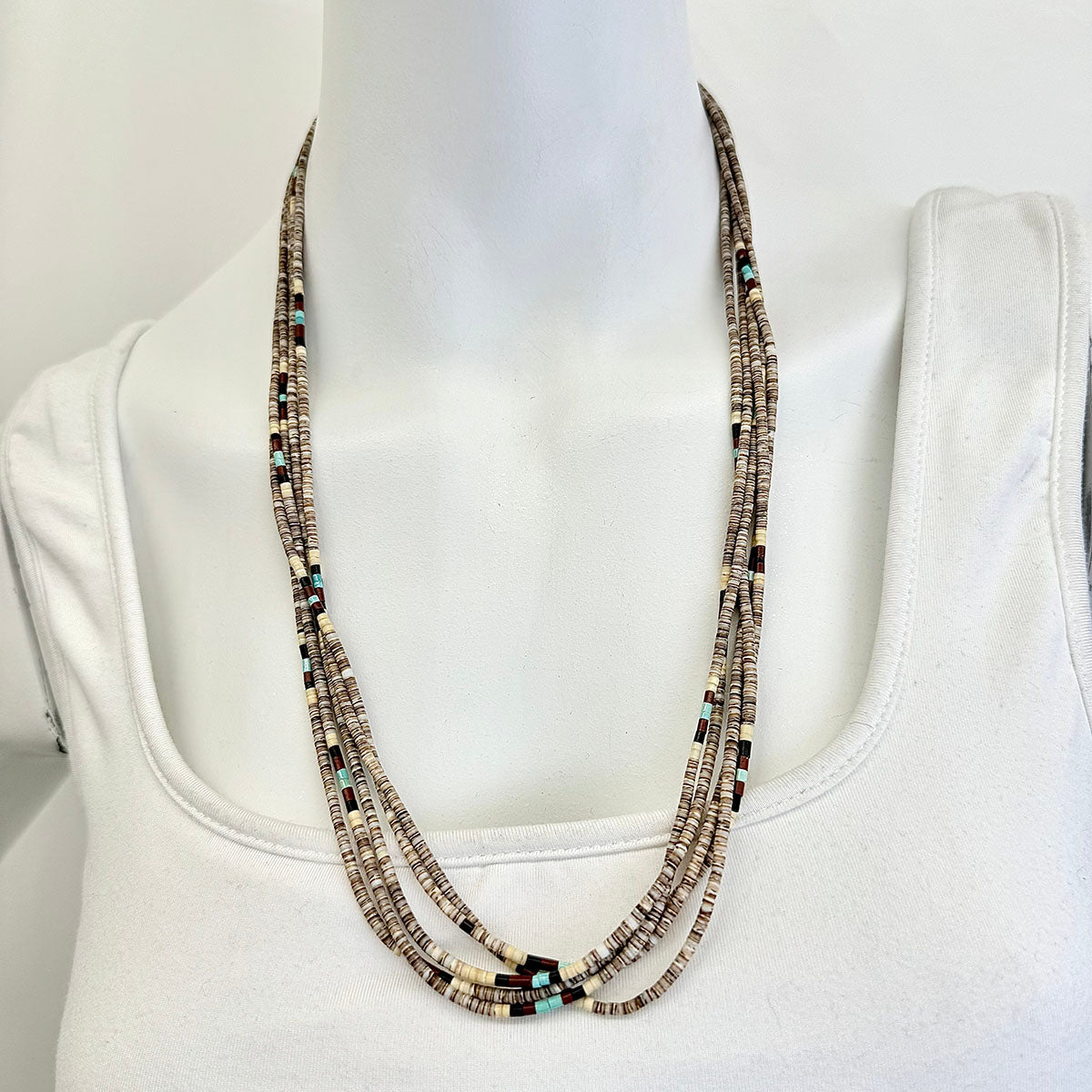 5 Strand Heishi  Necklace with Turquoise