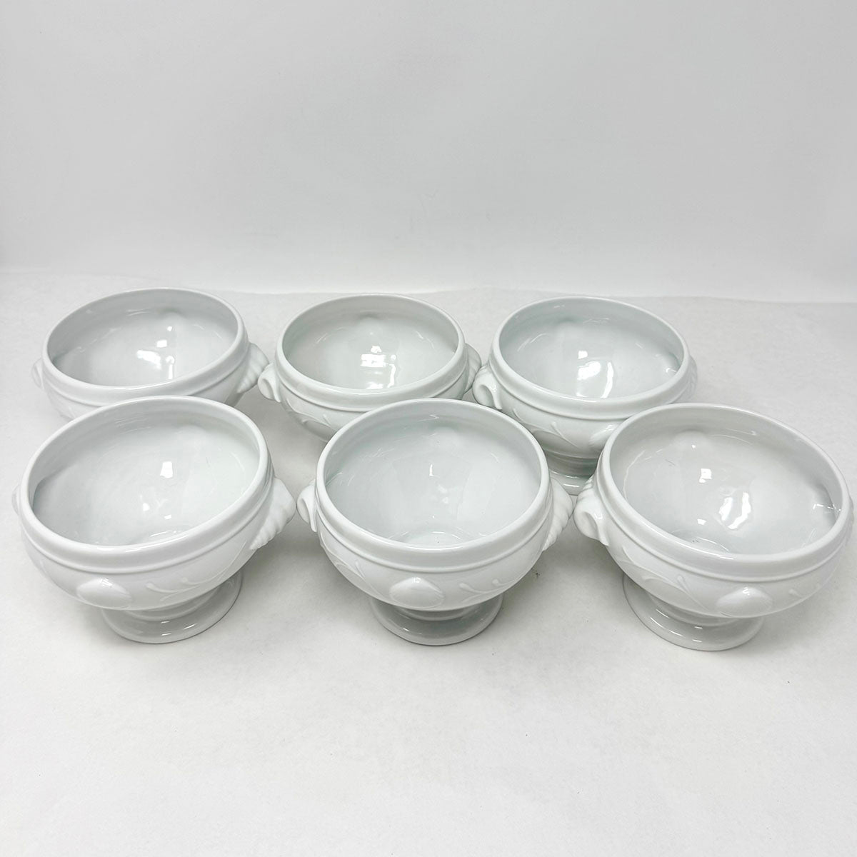 6 PC  Footed Handled Soup Bowls