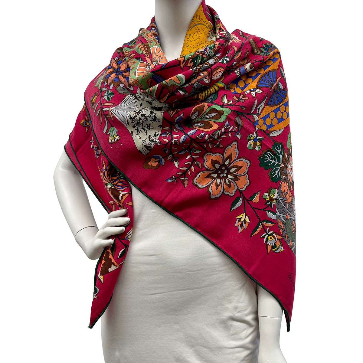Hermes Cashmere Shawl with Floral Print