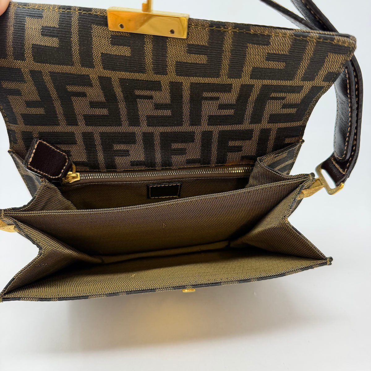 Fendi Zucca Canvas Shoulder Bag