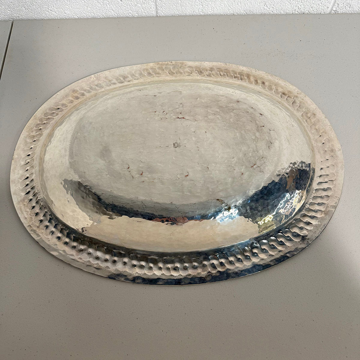 Mexcian Silverplate Serving Tray with Malachite Overlay