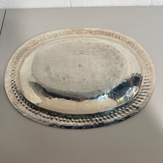 Mexcian Silverplate Serving Tray with Malachite Overlay