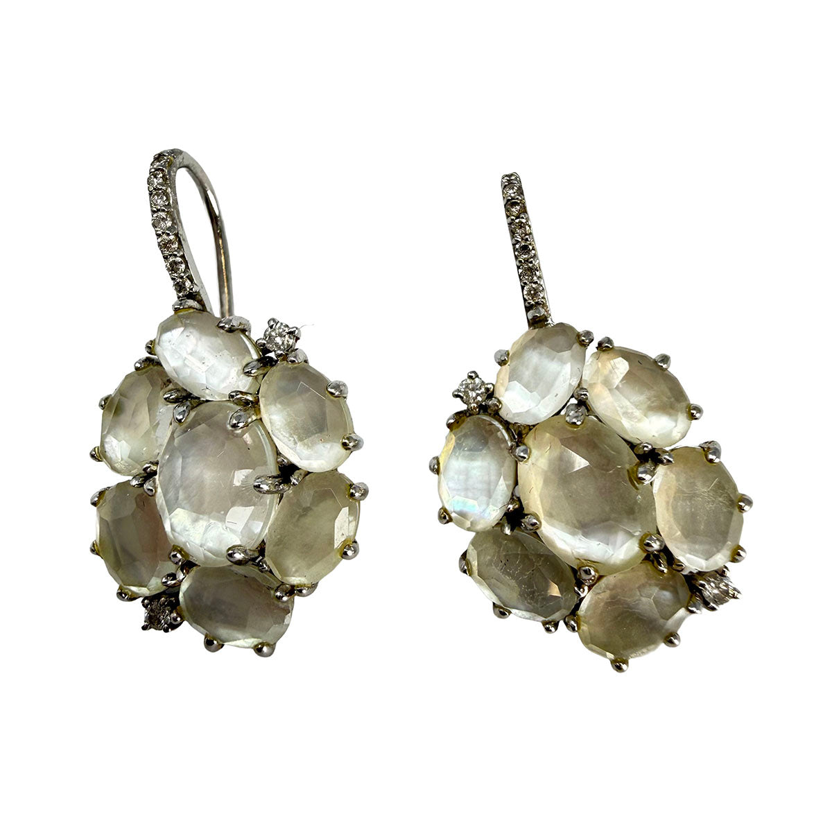 Phillips Frankel 14K White Gold Earrings with Moonstone and Diamonds