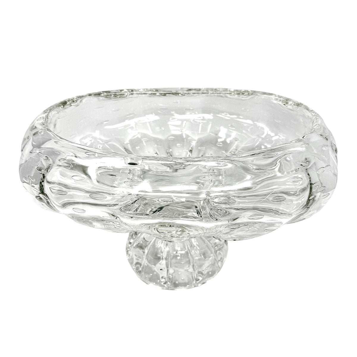 Oval Glass Bowl on a Pedestal
