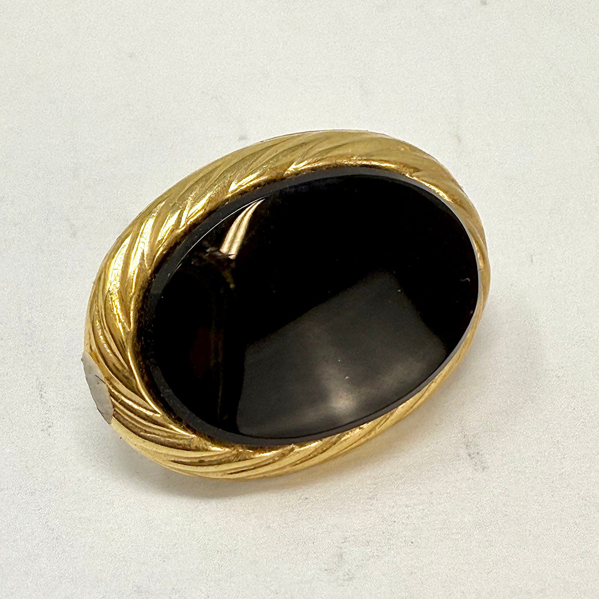 14K Gold Oval Earrings with Onyx