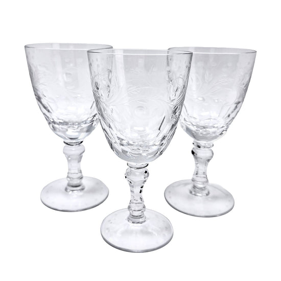 Set of 8 Hand Etched Crystal Stemware