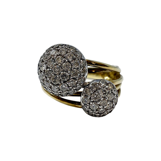 14K Gold Ring with 2 Diamond Domes