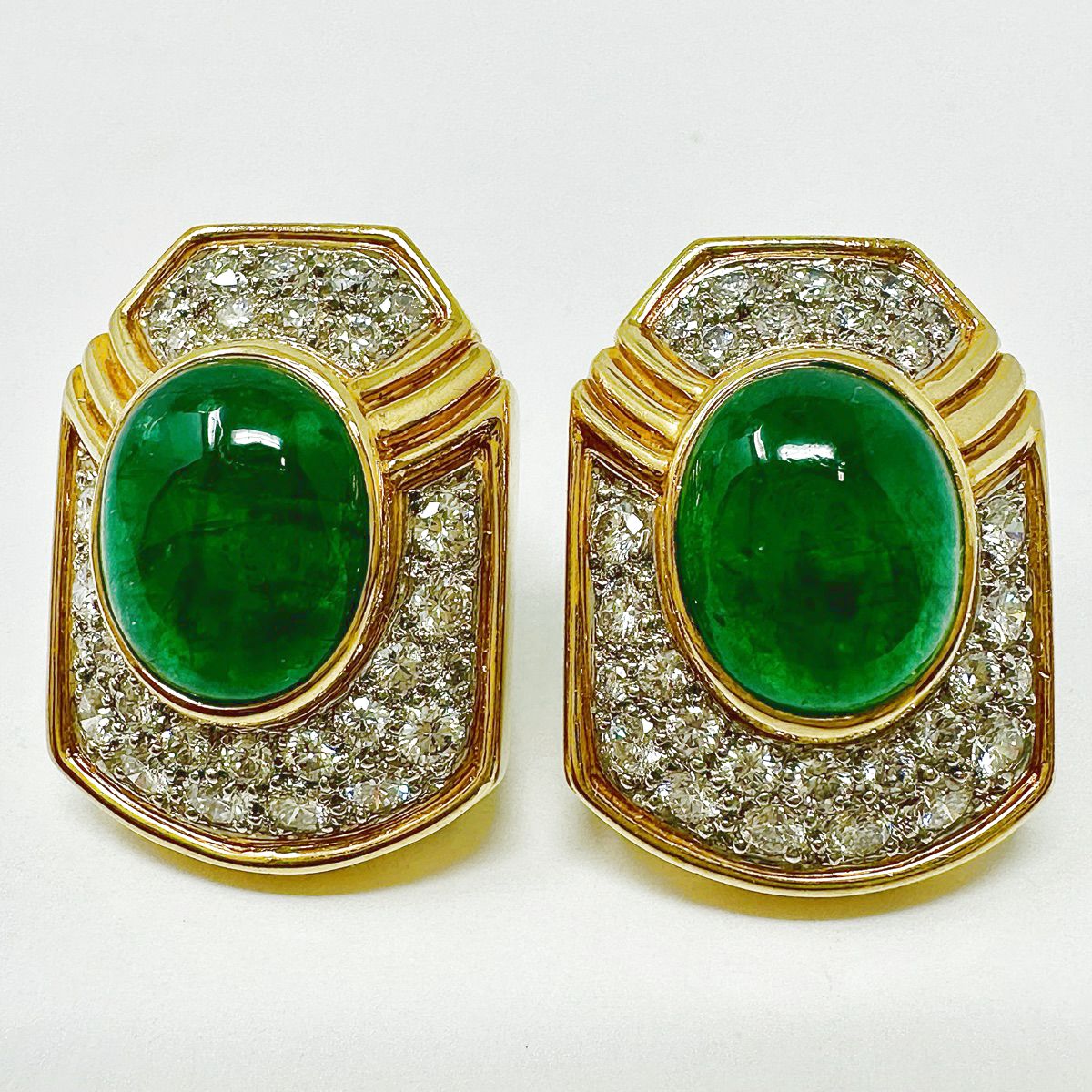 Montreaux 18K Gold and Platinum Clip-on Earrings with Emeralds & Diamonds