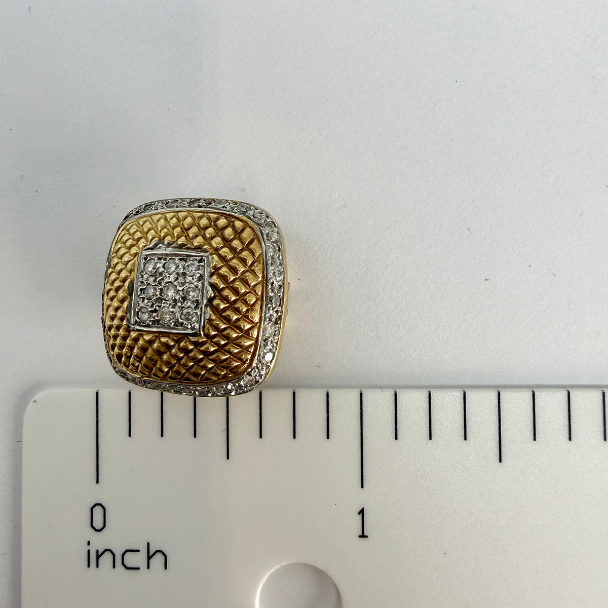 18K Gold Square Clip-on Earrings with Diamonds