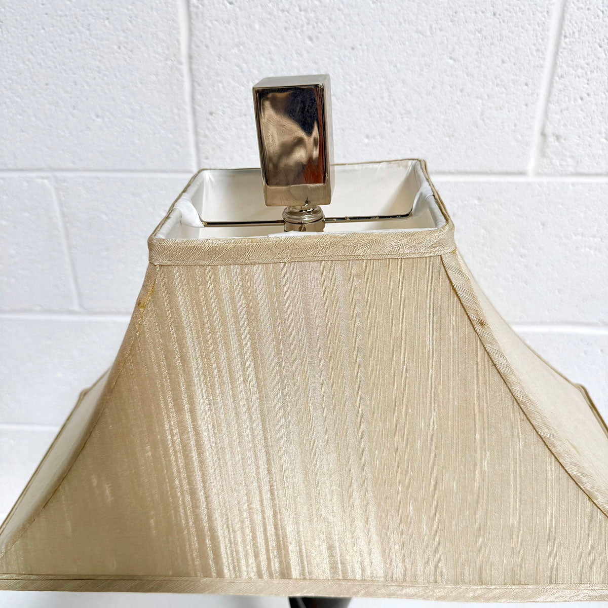Pair of Twisted Column with Clear Orb and Metal Base Lamps