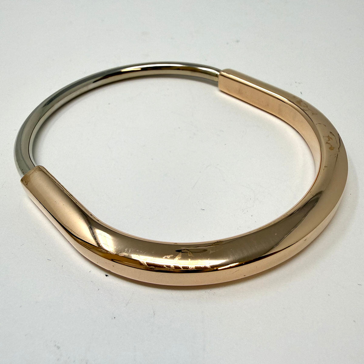 Tiffany & Co. 18K White and Yellow Gold "Lock" Bangle Bracelet