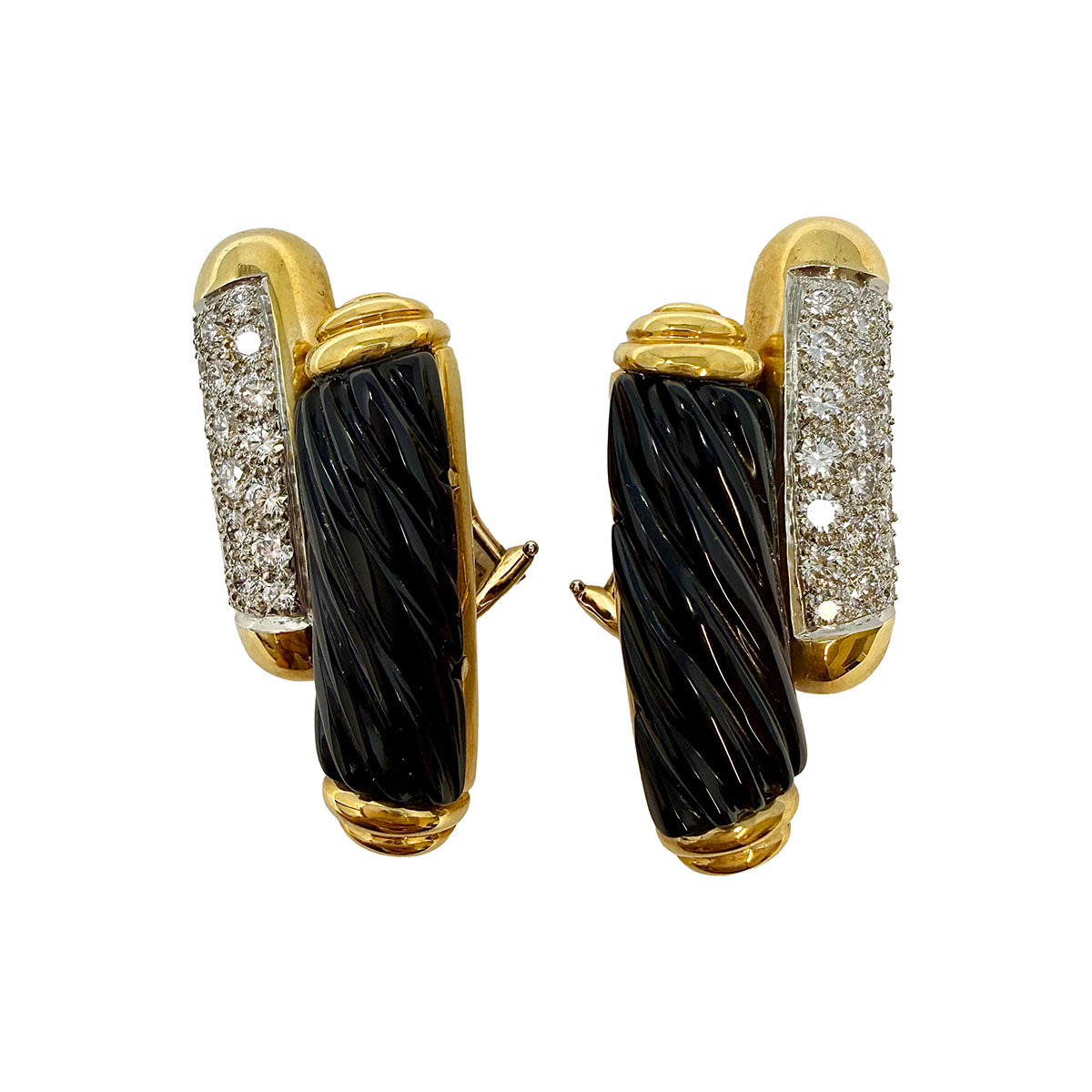 Montreaux 18K Gold and Platinum Onyx and Diamond Earrings