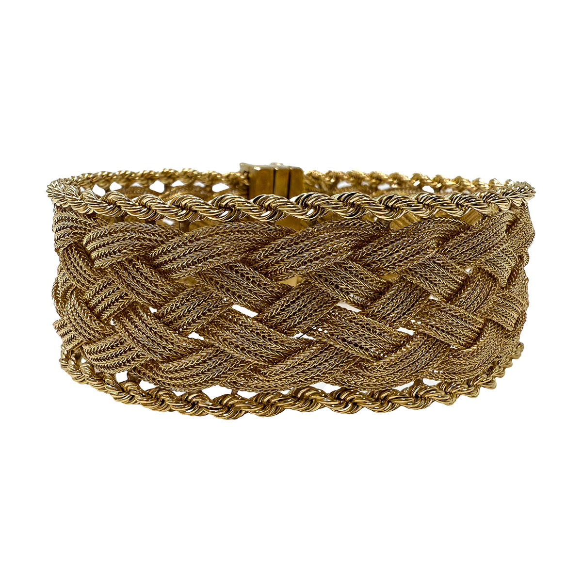 14K Gold Woven Tassel Bracelet with 8 Diamonds at Clasp