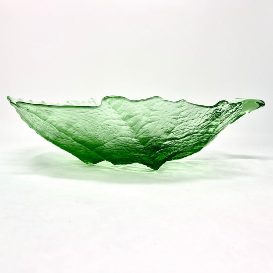 Mats Jonasson Large Green Glass Leaf Bowl