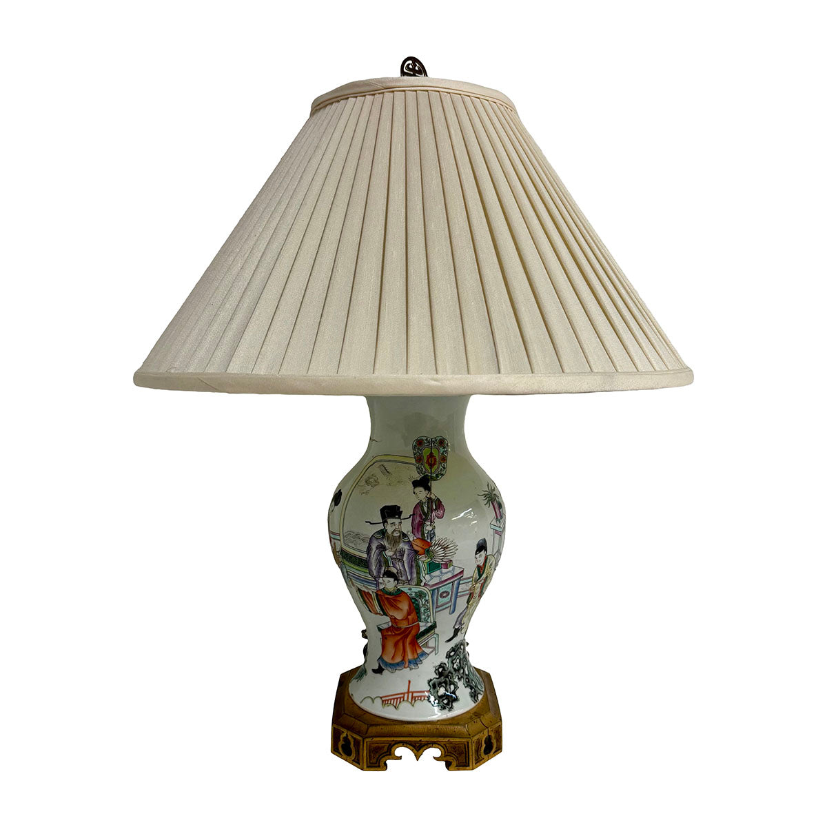 Vintage Asian Vase Table Lamp with Shade